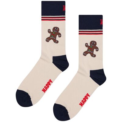 Happy Socks - Crew Socks Happy Gingerbread Beige - 41-46 - Chaussettes - Publicité Happy Socks - Crew Socks Happy Gingerbread Beige - 41-46 - Chaussettes - Publicité