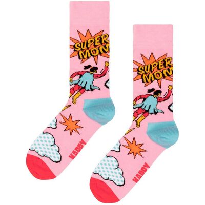Happy Socks - Crew Socks Flying Super Mom Orange - 36-40 - Chaussettes - Publicité Happy Socks - Crew Socks Flying Super Mom Orange - 36-40 - Chaussettes - Publicité