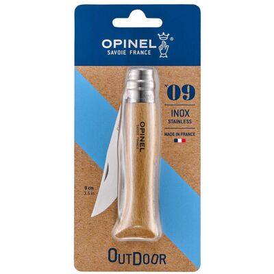 Opinel - N°9 VRI Blister Hêtre Inox - Couteaux - Publicité Opinel - N°9 VRI Blister Hêtre Inox - Couteaux - Publicité