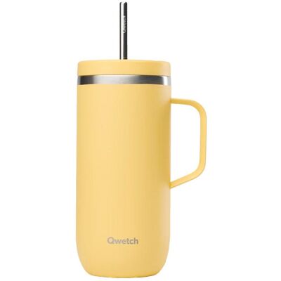 Qwetch - Cold Cup 600 ml + Anse Matt Pastel Citron - Mug - Publicité Qwetch - Cold Cup 600 ml + Anse Matt Pastel Citron - Mug - Publicité