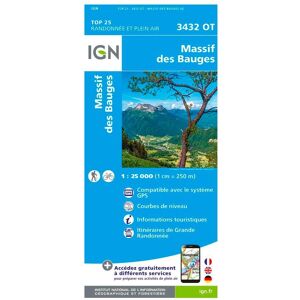 IGN - 3432OT Massif des Bauges - Carte - Publicité IGN - 3432OT Massif des Bauges - Carte - Publicité