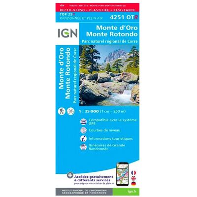 IGN - 4251OTR Monte d'Oro, Monte Rotondo, Parc naturel régional de Corse - Résistante - Carte - Publicité IGN - 4251OTR Monte d'Oro, Monte Rotondo, Parc naturel régional de Corse - Résistante - Carte - Publicité