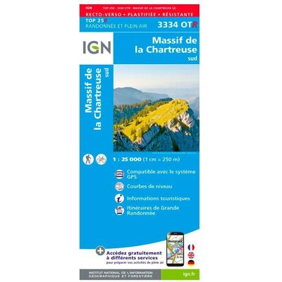 IGN - 3334OTR Massif de la Chartreuse Sud - Résistante - Carte - Publicité IGN - 3334OTR Massif de la Chartreuse Sud - Résistante - Carte - Publicité