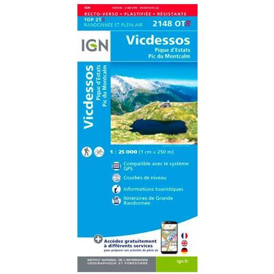 IGN - 2148OTR Vicdessos, Pique d'Estats, Pic du Montcalm - Carte - Publicité IGN - 2148OTR Vicdessos, Pique d'Estats, Pic du Montcalm - Carte - Publicité