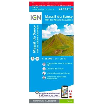 IGN - 2432ETR Massif du Sancy, PNR des Volcans d'Auvergne - Résistante - Carte - Publicité IGN - 2432ETR Massif du Sancy, PNR des Volcans d'Auvergne - Résistante - Carte - Publicité
