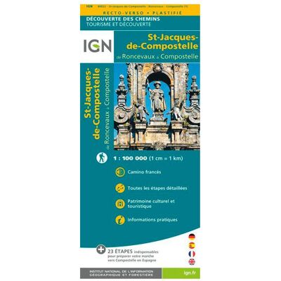 IGN - St Jacques de Compostelle de Roncevaux à Compostelle - Carte - Publicité IGN - St Jacques de Compostelle de Roncevaux à Compostelle - Carte - Publicité