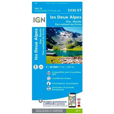 IGN - 3336ET les Deux Alpes, Olan, Muzelle, Parc national des Ecrins - Carte - Publicité IGN - 3336ET les Deux Alpes, Olan, Muzelle, Parc national des Ecrins - Carte - Publicité