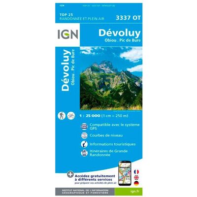 IGN - 3337OT Dévoluy, Obiou, Pic de Bure - Carte - Publicité IGN - 3337OT Dévoluy, Obiou, Pic de Bure - Carte - Publicité