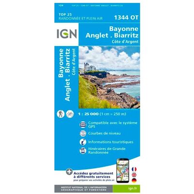 IGN - 1344OT Bayonne Anglet Biarritz Côte d'Argent - Carte - Publicité IGN - 1344OT Bayonne Anglet Biarritz Côte d'Argent - Carte - Publicité