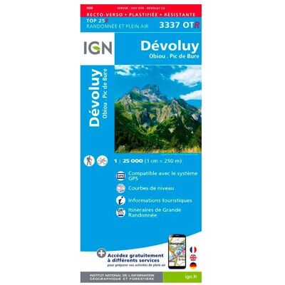 IGN - 3337OTR Dévoluy, Obiou, Pic de Bure - Résistante - Carte - Publicité IGN - 3337OTR Dévoluy, Obiou, Pic de Bure - Résistante - Carte - Publicité