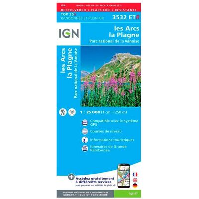 IGN - 3532ETR les Arcs, la Plagne, Parc national de la Vanoise - Résistante - Carte - Publicité IGN - 3532ETR les Arcs, la Plagne, Parc national de la Vanoise - Résistante - Carte - Publicité