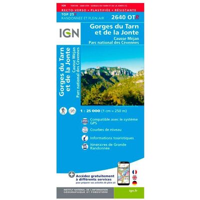 IGN - 2640OTR Gorges du Tarn et la Jonte, Causse Méjan, Parc national des Cévennes - Résistante - Carte - Publicité IGN - 2640OTR Gorges du Tarn et la Jonte, Causse Méjan, Parc national des Cévennes - Résistante - Carte - Publicité