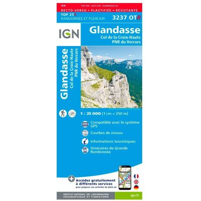 IGN - 3237OTR Glandasse, Col de la Croix-Haute, PNR du Vercors - Résistante - Carte - Publicité IGN - 3237OTR Glandasse, Col de la Croix-Haute, PNR du Vercors - Résistante - Carte - Publicité