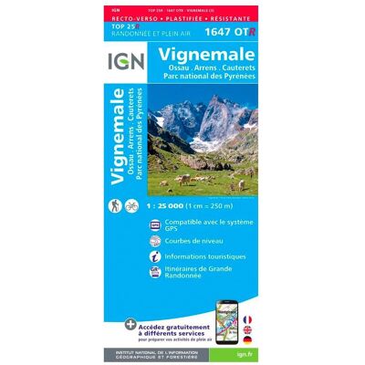 IGN - 1647OTR Vignemale, Ossau, Arrens, Cauterets, Parc national des Pyrénées - Résistante - Carte - Publicité IGN - 1647OTR Vignemale, Ossau, Arrens, Cauterets, Parc national des Pyrénées - Résistante - Carte - Publicité