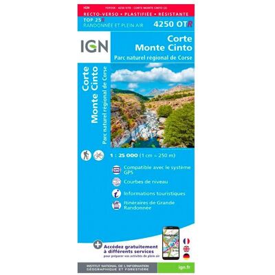 IGN - 4250OTR Corte, Monte Cinto, Parc naturel régional de Corse - Résistante - Carte - Publicité IGN - 4250OTR Corte, Monte Cinto, Parc naturel régional de Corse - Résistante - Carte - Publicité