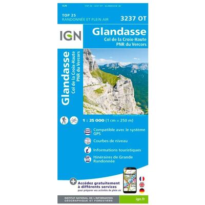 IGN - 3237OT Glandasse, Col de la Croix-Haute, PNR du Vercors - Carte - Publicité IGN - 3237OT Glandasse, Col de la Croix-Haute, PNR du Vercors - Carte - Publicité