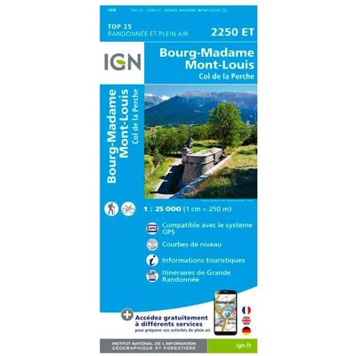 IGN - 2250ET Bourg-Madame, Mont-Louis, Col de la Perche - Carte - Publicité IGN - 2250ET Bourg-Madame, Mont-Louis, Col de la Perche - Carte - Publicité