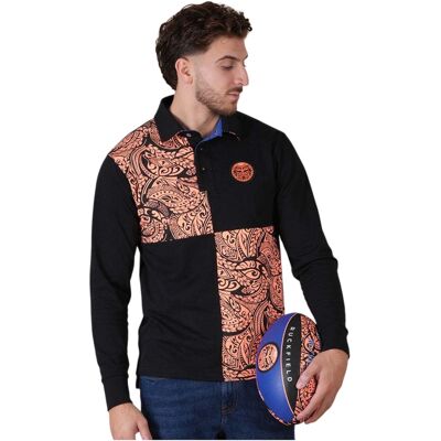 Polo Manches Longues Maori Rugby Noir-beige - Ruckfield XL male - Publicité Polo Manches Longues Maori Rugby Noir-beige - Ruckfield XL male - Publicité
