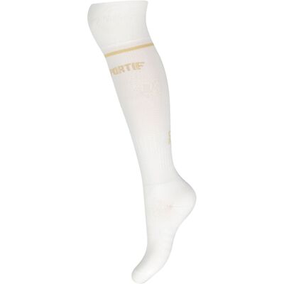 Chaussettes OGC Nice Extérieur 2024/2025 Le Coq Sportif Blanches et Dorées 39/42 male - Publicité Chaussettes OGC Nice Extérieur 2024/2025 Le Coq Sportif Blanches et Dorées 39/42 male - Publicité