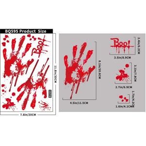 INF Ensemble de 4 autocollants de fenêtre d'empreintes de mains sanglantes pour Halloween - Publicité INF Ensemble de 4 autocollants de fenêtre d'empreintes de mains sanglantes pour Halloween - Publicité
