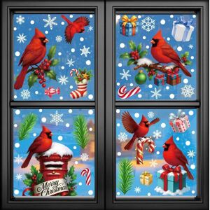 INF Ensemble de 4 autocollants décoratifs de Noël - Motifs créatifs de bonbons et d'oiseaux - Publicité INF Ensemble de 4 autocollants décoratifs de Noël - Motifs créatifs de bonbons et d'oiseaux - Publicité