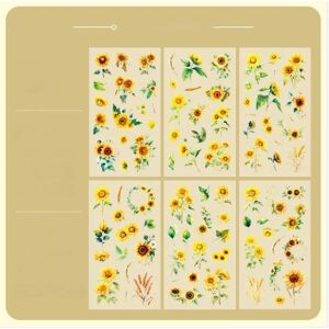 INF Sunlit Bloom Stickers Botaniques Tournesol Vintage - Décalcomanies PET pour Journal et Planner, 5 feuilles - Publicité INF Sunlit Bloom Stickers Botaniques Tournesol Vintage - Décalcomanies PET pour Journal et Planner, 5 feuilles - Publicité