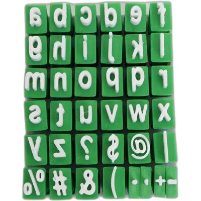 INF Set de tampons alphabet - tampons lettres en plastique portables pour poterie et loisirs créatifs (bleu sarcelle/vert, - Publicité INF Set de tampons alphabet - tampons lettres en plastique portables pour poterie et loisirs créatifs (bleu sarcelle/vert, - Publicité