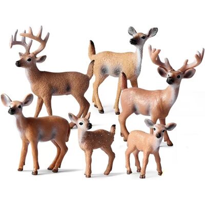 INF Pack de 6 figurines réalistes d'animaux de la forêt Ensemble de cerfs sauvages - Publicité INF Pack de 6 figurines réalistes d'animaux de la forêt Ensemble de cerfs sauvages - Publicité