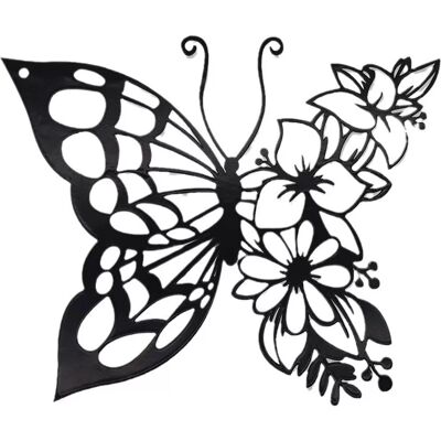 INF Décoration murale papillon en métal - Silhouette noire élégante, 27x27cm - Publicité INF Décoration murale papillon en métal - Silhouette noire élégante, 27x27cm - Publicité