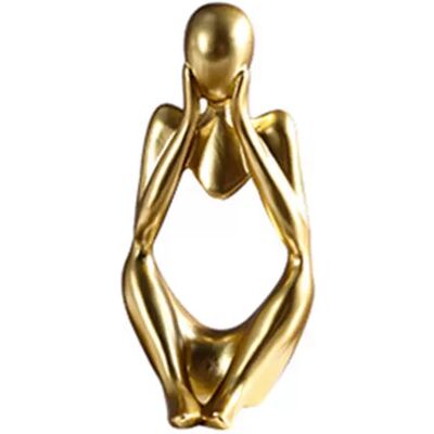 INF Figurine de penseur abstrait – Décoration d'intérieur en résine Or - Publicité INF Figurine de penseur abstrait – Décoration d'intérieur en résine Or - Publicité