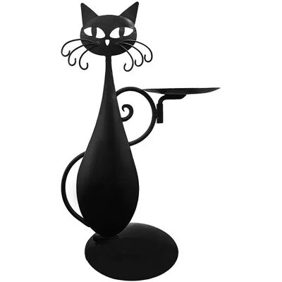 INF Porte-bougie Chat Noir - Ornement de Bougeoir Chat en Métal Vintage pour Décoration Intérieure - Publicité INF Porte-bougie Chat Noir - Ornement de Bougeoir Chat en Métal Vintage pour Décoration Intérieure - Publicité