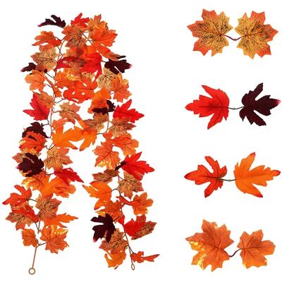 INF Guirlande de feuilles d'érable artificielles (lot de 2) - Décoration réaliste en soie pour l'automne - Publicité INF Guirlande de feuilles d'érable artificielles (lot de 2) - Décoration réaliste en soie pour l'automne - Publicité