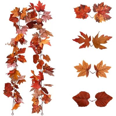 INF Guirlande de feuilles d'érable artificielles - Feuilles d'érable double face (paquet de 2) pour la décoration d'automne - Publicité INF Guirlande de feuilles d'érable artificielles - Feuilles d'érable double face (paquet de 2) pour la décoration d'automne - Publicité
