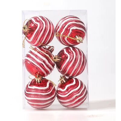 INF Boules de Noël Décoratives Zébrées 6cm - Lot de 6, Ornements Festifs pour Sapin Rouge - Publicité INF Boules de Noël Décoratives Zébrées 6cm - Lot de 6, Ornements Festifs pour Sapin Rouge - Publicité