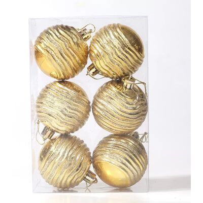 INF Boules de Noël Décoratives Zébrées 6cm - Lot de 6, Ornements Festifs pour Sapin Or - Publicité INF Boules de Noël Décoratives Zébrées 6cm - Lot de 6, Ornements Festifs pour Sapin Or - Publicité