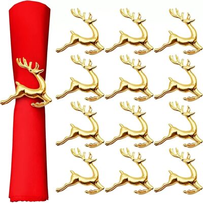INF Ronds de Serviette de Noël 5,5cm Or (Lot de 12) - Design Renne en Métal - Publicité INF Ronds de Serviette de Noël 5,5cm Or (Lot de 12) - Design Renne en Métal - Publicité