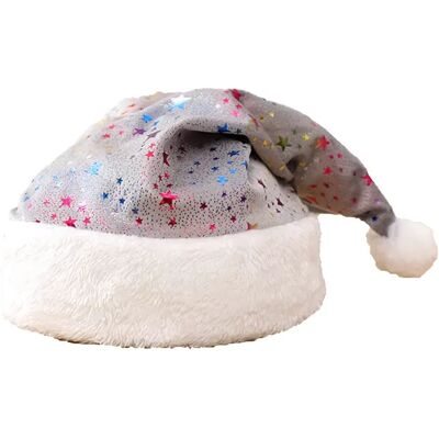 INF Chapeau de Noël Estampé à la Feuille - Décoration Festive de Fête avec Étoiles Colorées Gris - Publicité INF Chapeau de Noël Estampé à la Feuille - Décoration Festive de Fête avec Étoiles Colorées Gris - Publicité