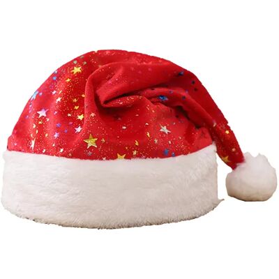INF Chapeau de Noël Estampé à la Feuille - Décoration Festive de Fête avec Étoiles Colorées Rouge - Publicité INF Chapeau de Noël Estampé à la Feuille - Décoration Festive de Fête avec Étoiles Colorées Rouge - Publicité