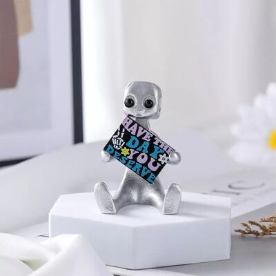 INF Figurine Robot Anxiété Argentée - Ornement Décoratif en Résine pour la Maison - Publicité INF Figurine Robot Anxiété Argentée - Ornement Décoratif en Résine pour la Maison - Publicité