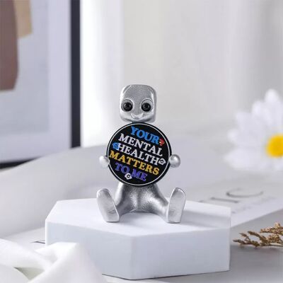 INF Figurine Robot Anti-Stress en Résine Argentée - Décoration Maison et Bureau - Publicité INF Figurine Robot Anti-Stress en Résine Argentée - Décoration Maison et Bureau - Publicité