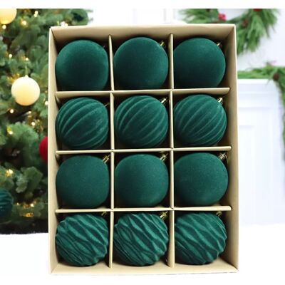 INF Boules de Noël en Velours 6cm - Lot de 12 Ornements de Sapin de Noël Pelucheux Vert - Publicité INF Boules de Noël en Velours 6cm - Lot de 12 Ornements de Sapin de Noël Pelucheux Vert - Publicité