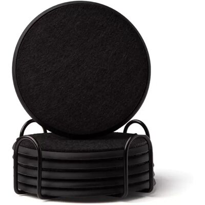 INF Ensemble de 6 Sous-Verres Ronds en Silicone et Feutre avec Support - Résistant à la Chaleur et Antidérapant Le noir - Publicité INF Ensemble de 6 Sous-Verres Ronds en Silicone et Feutre avec Support - Résistant à la Chaleur et Antidérapant Le noir - Publicité