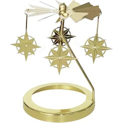 INF Carrousel Rotatif Photophore avec Base 9.0cm - Ornement d'Aromathérapie en Métal Doré - Publicité INF Carrousel Rotatif Photophore avec Base 9.0cm - Ornement d'Aromathérapie en Métal Doré - Publicité