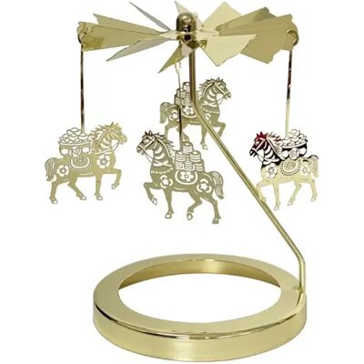 INF Carrousel Porte Bougie Chauffe-Plat Rotatif avec Base 5.5cm - Support Bougie Rotatif Métal Doré - Publicité INF Carrousel Porte Bougie Chauffe-Plat Rotatif avec Base 5.5cm - Support Bougie Rotatif Métal Doré - Publicité
