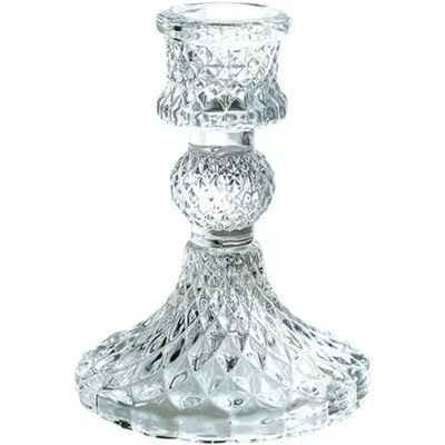 INF Petit bougeoir rond en verre à motif de diamant - Bougeoir vintage cristal style nordique - Publicité INF Petit bougeoir rond en verre à motif de diamant - Bougeoir vintage cristal style nordique - Publicité