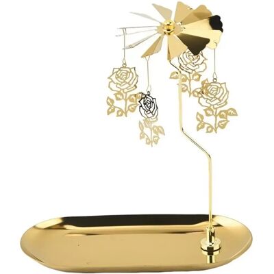 INF Porte-bougie rotatif en métal style européen avec motif rose (plateau ovale 23cm) - Publicité INF Porte-bougie rotatif en métal style européen avec motif rose (plateau ovale 23cm) - Publicité