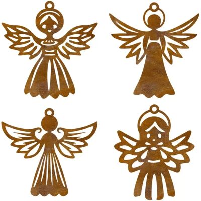 INF Ensemble de 4 Pendentifs Muraux d'Ange en Fer Doré - Décorations d'Art Métallique de Style Européen - Publicité INF Ensemble de 4 Pendentifs Muraux d'Ange en Fer Doré - Décorations d'Art Métallique de Style Européen - Publicité