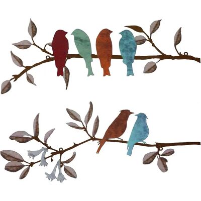 INF Sculpture murale oiseau branche en métal - Lot de 2 décorations murales en fer, sculpture minimaliste grise pour chambre et - Publicité INF Sculpture murale oiseau branche en métal - Lot de 2 décorations murales en fer, sculpture minimaliste grise pour chambre et - Publicité