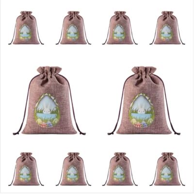 INF Sacs à friandises de Pâques 2026, Sachets cadeaux en toile de jute avec cordon de serrage pour les fêtes de Pâques - Lot de Gris - Publicité INF Sacs à friandises de Pâques 2026, Sachets cadeaux en toile de jute avec cordon de serrage pour les fêtes de Pâques - Lot de Gris - Publicité