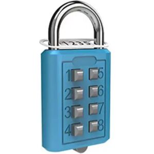 INF Cadenas à combinaison à boutons 8 chiffres en alliage de zinc, code préprogrammé 4 chiffres non réinitialisable, touches Bleu - Publicité INF Cadenas à combinaison à boutons 8 chiffres en alliage de zinc, code préprogrammé 4 chiffres non réinitialisable, touches Bleu - Publicité